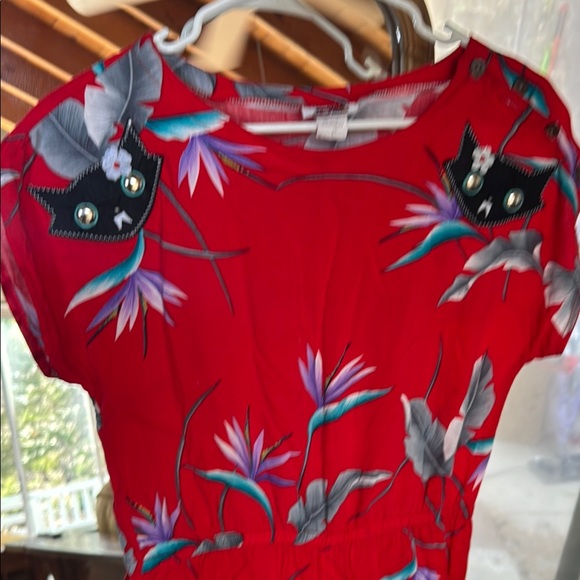 Vibrant Red Floral Jumpsuit - Picture 2 of 5